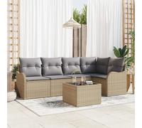WEMYUFURN Juego de sofá modular para exteriores en color beige y gris con ratán tejido a mano para terraza, balcón, jardín, resistente a la intemperie, con cojines extraíbles para 5 personas, versátil