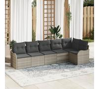 WEMYUFURN Juego de sofás modulares de jardín para exteriores, de ratán gris claro con tela negra, resistente a la intemperie, asiento cómodo, patas ajustables, fácil limpieza, muebles de patio y