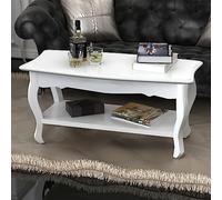WEMYUFURN Mesa de centro con estante de MDF blanco, mesa de café, mesa de salón, mesa auxiliar, para salón y oficina, centro de atención para tu hogar