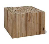 WEMYUFURN Mesa de centro de madera auténtica, 50 x 50 x 35 cm, mesa de café, mesa de salón, mesa auxiliar, para salón y oficina, centro de atención para tu hogar