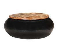 WEMYUFURN Mesa de centro de madera maciza recuperada con base de hierro: diseño único de madera reciclada para sala de estar, mesa de roble de pino y teca, estable y resistente.