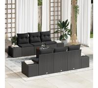 WEMYUFURN Moderno juego de sofá de jardín de 3 piezas con mesa de café y 7 cojines, muebles de exterior resistentes a la intemperie para terraza y balcón, tela de poliéster suave, espacio para 6