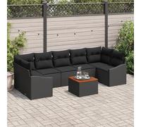 WEMYUFURN Moderno juego de sofá de jardín de polirratán negro con resistencia a los rayos UV y cojines extraíbles para 8 personas - Elegante conjunto de asientos para exteriores para terraza
