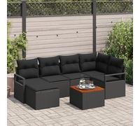 WEMYUFURN Moderno juego de sofá de jardín de ratán tejido a mano con resistencia a los rayos UV y diseño modular para terraza, balcón, exterior, color negro