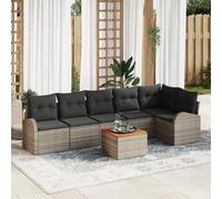 WEMYUFURN Moderno juego de sofá de jardín gris y negro con mesa de café, grupo de asientos modulares para exteriores de polirratán resistente a la intemperie para terraza, balcón, jardín, cómodos