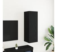 WEMYUFURN Mueble de pared para TV de madera de roble negro, 30,5 x 30 x 90 cm
