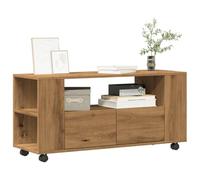WEMYUFURN Mueble de TV con ruedas de roble Artisan, aparador para salón, mueble de televisión, mueble para TV, cómoda, 102 x 34,5 x 43 cm, material de madera