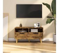 WEMYUFURN Mueble para TV, roble ahumado, 90 x 40 x 48,5 cm, material de madera, mueble para sala de estar o dormitorio