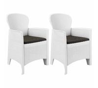 WEMYUFURN Sillas de jardín de plástico 2 PCS. Con cojín blanco | Resistente a la intemperie, resistente, máx. 110 kg, para camping, playa, campo deportivo