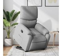 WEMYUFURN Sillón de relax con ayuda para levantarse en tela gris claro, subida eléctrica y función de descanso manual para una experiencia cómoda al sentarse, con bolsillo lateral, marco de madera