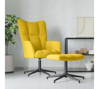 WEMYUFURN Sillón de relax con taburete de terciopelo amarillo mostaza, moderno sillón giratorio con estructura de acero y patas en cruz para una comodidad óptima y durabilidad