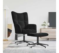 WEMYUFURN Sillón de relax con taburete, terciopelo negro, moderno, diseño cuadrado, giratorio 360 grados, estructura de acero, patas en cruz, acolchado de espuma gruesa, comodidad de asiento suave