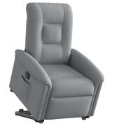 WEMYUFURN Sillón de relax eléctrico con ayuda para levantarse y tumbarse en tela gris claro, cómodo sillón con bolsillo lateral y marco estable para relajación y comodidad