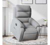 WEMYUFURN Sillón de relax eléctrico con ayuda para levantarse y tumbarse en tela gris claro, cómodo sillón con automático y bolsillo lateral
