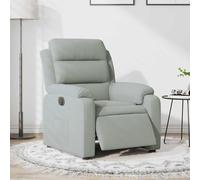 WEMYUFURN Sillón de relax eléctrico con función reclinable en terciopelo gris claro, sillón de masaje con respaldo ajustable y reposapiés hasta 135 grados, cómodo sillón de televisión con bolsillo