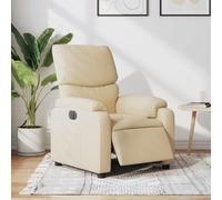 WEMYUFURN Sillón de relax eléctrico con función reclinable y bolsillo lateral, funda de tela color crema, sillón de TV con inclinación y función de masaje automático