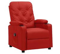 WEMYUFURN Sillón de relax eléctrico en color rojo vino con funda de piel sintética y mando a distancia para 3 posiciones, cómodo sillón de televisión con función de masaje y reposacabezas ajustable