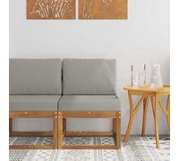 WEMYUFURN Sofá central de madera maciza de acacia con diseño de listones transparentes, modular y flexible para patios, jardines y zonas de salón