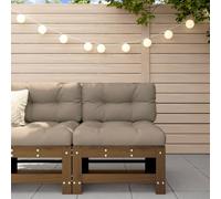 WEMYUFURN Sofá central modular de madera de pino macizo de color miel con diseño de lamas, respaldo para una experiencia de asiento cómoda, ideal para jardín, patio o patio, hasta 110 kg