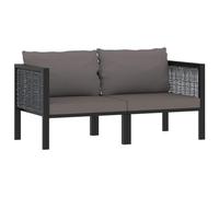 WEMYUFURN Sofá de 2 plazas con cojín de ratán gris antracita, conjunto de asientos para exteriores, juego de sofá de jardín, resistente a la intemperie, cómodo, para terraza, jardín y balcón
