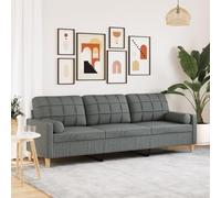 WEMYUFURN Sofá de 3 plazas, tejido de poliéster, estructura de metal, fundas de cojín extraíbles, acolchado grueso, diseño moderno, sofá de salón, cómodo, transpirable, duradero, estable