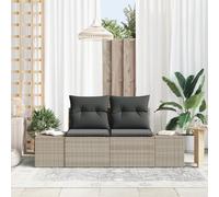 WEMYUFURN Sofá de exterior gris claro con espacio de almacenamiento, funda impermeable y cojines extraíbles, diseño moderno de ratán para jardín y terraza, cómodo cojín para relajarse