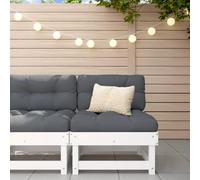 WEMYUFURN Sofá de jardín de madera maciza de pino blanco, sofá central de jardín de pino macizo con diseño de lamas, sofá modular de madera para jardín, terraza o patio, estructura robusta
