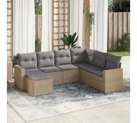 WEMYUFURN Sofá de jardín de ratán sintético con cojines beige modular para exteriores con espacio de almacenamiento y bolsa impermeable, fundas extraíbles y lavables para una experiencia cómoda al