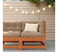 WEMYUFURN Sofá modular de jardín de pino marrón cera, modular para exteriores, de madera de pino maciza, con cojín de espuma, resistente a la intemperie, flexible y adaptable a la modernidad