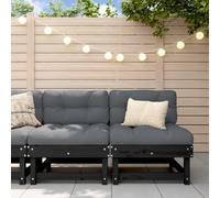 WEMYUFURN Sofás de jardín centrales de madera maciza de pino, 2 unidades, color negro, diseño modular, con respaldo para terraza, balcón, jardín, 110 kg por asiento