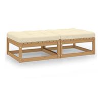 WEMYUFURN Taburete modular de jardín con cojín, 2 unidades, de madera maciza de pino, robusto y estable, se puede combinar de forma flexible con otros elementos de sofá, también se puede utilizar como