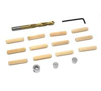 WEN JN516D Kit de clavijas de madera de 5/16 pulgadas con broca, topes y tacos de madera de abedul estriados