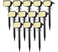 WENATY Focos solares para exteriores, impermeables, IP65, paquete de 12 focos de paisaje con 46 LED, 3 modos de encendido/apagado automático, luces de inundación alimentadas por energía solar para