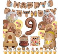 WENAUANG 99 Piezas Kit Fiesta Tema Capybara 10 Cumpleaños, Decoración Globos de Cumpleaños Capybara, Pegatinas, Pancartas y Decoraciones Pasteles, para Fiesta De Cumpleaño (9)