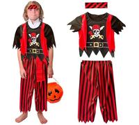 WENAUANG Disfraz Pirata Niño, Capitán Pirata, Set De 3pcs Disfraz Pirata, Accesorios Pirata, Adecuado Para Niños, Niños, Halloween, Carnaval, Fiestas Temáticas, Juegos De Rol De Disfraces