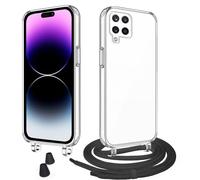 WenBaby Funda con Cuerda con Samsung Galaxy A12 4G/A12 5G, Case para Teléfono con Cordón, Carcasa Transparente para Teléfono con Collar, Anti-Caída (Negro)