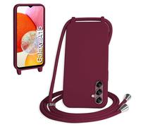 WenBaby Funda con Cuerda para Samasung Galaxy A15 5G, Líquida Silicona Carcasa con Cordón Ajustable Collar Correa de Cuello, Cubierta Prueba Golpes con Microfibra Forro (Rojo)