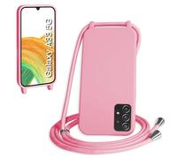 WenBaby Funda con Cuerda para Samasung Galaxy A33 5G, Líquida Silicona Carcasa con Cordón Ajustable Collar Correa de Cuello, Cubierta Prueba Golpes con Microfibra Forro (Rosa)