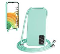 WenBaby Funda con Cuerda para Samasung Galaxy A35 5G, Líquida Silicona Carcasa con Cordón Ajustable Collar Correa de Cuello, Cubierta Prueba Golpes con Microfibra Forro (Verde Menta)