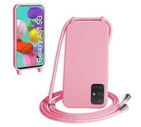 WenBaby Funda con Cuerda para Samasung Galaxy A51 5G, Líquida Silicona Carcasa con Cordón Ajustable Collar Correa de Cuello, Cubierta Prueba Golpes con Microfibra Forro (Rosa)