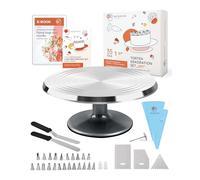 Wenburg - Bandeja para tartas giratoria, aleación de aluminio, 35 piezas, accesorios incl. zócalo, libro electrónico y más