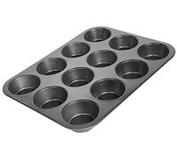 wenco 12 moldes antiadherentes, aptos para lavavajillas, acero al carbono, para 12 magdalenas, resistente al calor hasta 220 °C, color negro