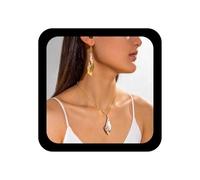 Wendalern Joyería bohemia de concha marina para mujer, collar con colgante de concha natural, cadena hecha a mano, aretes colgantes de cauri para verano, playa, Hawaii, océano, collar y aretes, Zinc