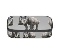 WenDang Animal Rhino - Bolsa de papelería multifuncional, apta para viajes, suministros de oficina, maquillaje y organización de escritorio, Black, Talla única, Estuche de belleza