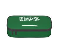 WenDang Bolsa de papelería multifuncional con la bandera de Arabia Saudita, apta para viajes, suministros de oficina, maquillaje y organización de escritorio, Black, Talla única, Estuche de belleza