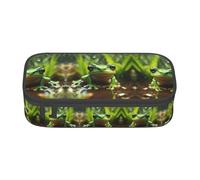 WenDang Bolsa de papelería multifuncional Frog and Rain, apta para viajes, suministros de oficina, maquillaje y organización de escritorio, Black, Talla única, Estuche de belleza