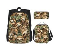 WenDang Bonito juego de bolsa de hombro doble con bolsa de almuerzo y estuche para lápices, apto para compras, deportes al aire libre