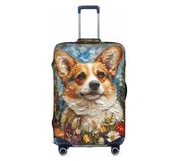 WenDang Corgi - Funda protectora elástica para maleta, diseño de flores y flores de primavera y jardín, mejora la protección, se adapta a viajeros unisex, White, XL