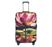 WenDang Funda protectora elástica para maleta, diseño de flores de loto, color rojo, mejora la protección, se adapta a viajeros unisex, White, S