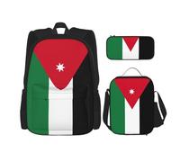 WenDang Juego de bolsa de hombro doble con bandera de Jordania con bolsa de almuerzo y estuche para lápices, apto para compras, deportes al aire libre